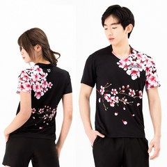 이월상품 입은듯 안입은듯 HJT-21002/22002 벚꽃 블랙 티셔츠 배드민턴의류 탁구복 스포츠의류