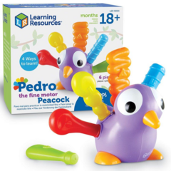 러닝리소스 소근육 공작새 촉감각 완구 교구 어린이집 18개월 Learning Resources Pedro the Fine Motor Peacock Montessori Toys, 혼합색상