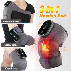 부모님 선물 무릎 팔꿈치 어깨 통증 찜질기 온열 진동 USB 충전식 3in1, 05.유형 F-검정