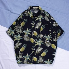 MOLLEY 남성 비치 셔츠 서핑 코코넛 나무 반팔 꽃 셔츠 남방 하와이안셔츠 빅사이즈