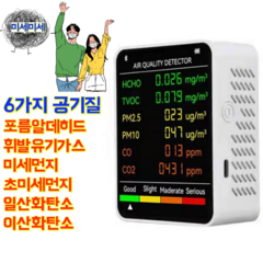 전자파측정기 라돈측정기 누수탐지기 6in1 pm2.5 pm10 hcho tvoc co, 하얀, 1개, 1개