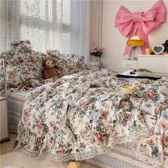이지엔지 프랑스 레트로 레이스 꽃무늬 사계절 침구 4종 세트 이불 커버 침대시트