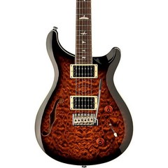 PRS SE Custom 22 Semi-Hollow Quilt Top Limited Run Electric Guitar Black Gold Sunburst, One Size, One Color