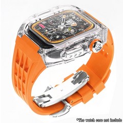 애플워치리차드밀 애플워치일체형스트랩 Apple Watch Ultra 49mm 케이스 수정 키트 불소 고무 시계 밴드 IWatch Series 8 7 6 5 4 SE 금속 버클, 42.OTr-S+49mm+Fluororubber
