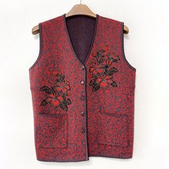국민할매 엄마옷 호피무늬 니트 할머니 조끼[MMS-V2]스웨터 봄 가을 겨울 요양원옷