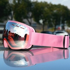 성인 스키 고글 대형 구형 안경은 가까운 시야 안경/HX06 이중층 안개를 붙일 수 있습니다., 파우더 프레임 파우더 태블릿