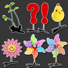 새싹 스프링 머리핀 집게핀 나비 꽃 병아리 바람개비 핀 체육대회 LED 헤어핀 다이소