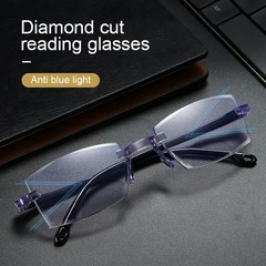 새로운 다이아몬드 컷 이중 초점 프로그레시브 남성 푸른 빛 차단 다 초점 안경 초경량 무테 안경