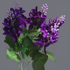꽃기린 인공 꽃 30cm 5 머리 히아신스 가짜 목가적 인 꽃꽂이 꽃병 벽난로 장식에, purple 2