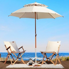 로티캠프 해수욕장 그늘막 감성 해변 접이식 파라솔 우산 휴대용 캠핑 비치 낚시 대형 파라솔 270, 아이보리