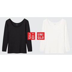 일본 UNIQLO 유니클로 히트텍 우먼 여자 히트텍 U넥 티셔츠 8부 소매