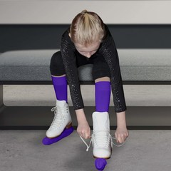 CRS Cross 피겨 스케이팅 양말 (2쌍) 아이스 스케이트용 무릎 높이 타.. 정품보장, Passion Purple