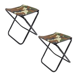메이드온 캠핑 낚시 휴대용 접이식 의자 2개 세트, 소, 카키카모