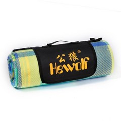 Hewolf-두꺼운 패드 통기성 야외 접이식 방수 담요 캠핑 해변 격자 무늬 피크닉 매트