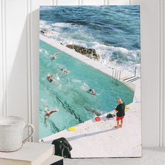 홈카페 청량한 수영장 바다 물멍 여름 그림 액자, 09오션풀