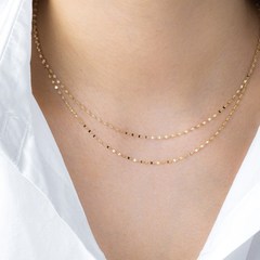 [듀엘 레이어드] 14k 두 줄 목걸이 금 체인 2가지 타입 심플 여성 선물
