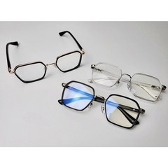(테만구매)크롬 안경테 투명뿔테 남자 여자 자외선 블루라이트 차단 안경 패션 선글라스