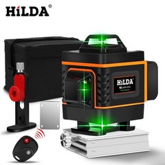 HILDA 16라인 4D 레이저 레벨기 그린레이저 수평기 HONGKONG BLUEPAN AD CO. LIMITED 정품인증, 오렌지, 1개