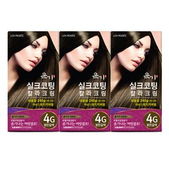 로브로제 윤기 실크코팅 칼라크림 새치커버용 염색약, 4G호(밝은갈색), 3개