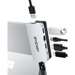 BYEASY 서피스 프로 7 도킹 스테이션 6-in-1 마이크로소프트 서피스 프로 7 USBC 허브 4K HDMI PD 60W 타입 C 충전 SD/TF 카드 리더기 USB, Hub only for surface pro 9