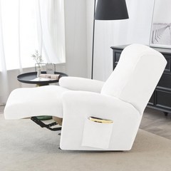 1인용리클라이너 신축성 소파 부드러운 레이지 보이 안락 의자 탄성 미끄럼 모든 것이 포함된 슬립 거실용, 7.White Sofa Cover