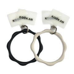 KOOK AN 실리콘 핸드폰 핸드링 스트랩 2개+ 태그홀더 4개, 화이트+검정