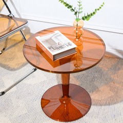 아크릴 투명 거실 원형 커피 테이블, 파란색 표면&투명한 바닥