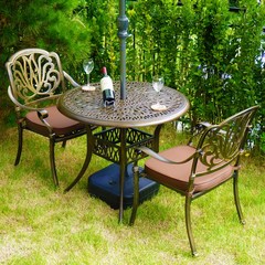 루이자몰 정원 카페 철제 주물 야외테이블세트, 주물 테이블세트 2인용, 주물테이블 90cm + 로즈의자 2개, 테이블:단일색상,의자:로즈