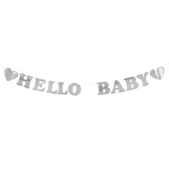 HELLO BABY 가랜드 헬로베이비 아기 홈 파티 베이비샤워, HELLO BABY 가랜드 -실버 (단품)