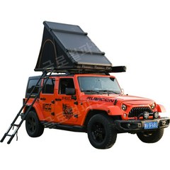 루프탑 텐트 하드탑 자동 차박 알루미늄 삼각 지붕 캠핑 접이식 SUV, 블랙 삼각 텐트 + 270(2M) +탑바