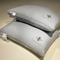 조선호텔베개 마이크로화이바 순면 고급 대두 섬유 베개 호텔 가정용 입체 코어 면 경추 부드러운 수면 1cp쿠션, grey 48x74cm+High pillow 1p