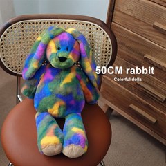 대형 레인보우 곰 인형 피규어 장난감 선물, 토끼 인형 50CM