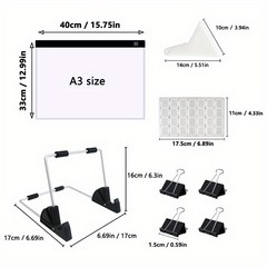 A4 A3 LED 라이트 보드 DIY 다이아몬드 페인팅 키트 USB 전원 라이트 패드 복사 보드 분리형 스탠드 및 클립이있는 조정 가능한 밝기, A3 LED 라이트 패드