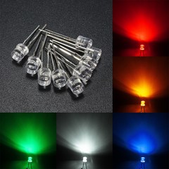 아두이노 LED(5파이 5mm 울트라 블라이트 전방평면 발광다이오드 Ultra Blight Flat Top LED) - 10개 묶음 0.1%의 비밀, 황색(노랑색)