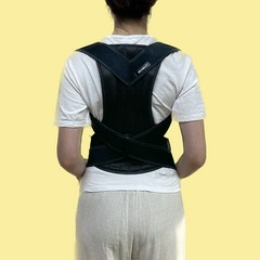 벨라빌리 바른자세밴드 숄더 굽은 체형 교정기 척추 일자 등 라운드 허리 어깨 목 거북목, 블랙, 1개