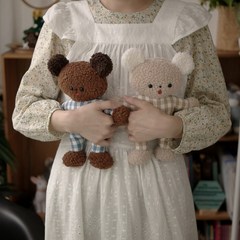 DIY 키트 쉬운 메롱곰 인형 만들기 동영상 초보용 바느질 취미 힐링 테디베어 곰인형, 브라운, 1개