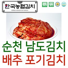 입점특가 한국농협김치 순천 남도 배추 포기 김치 10kg 멸치젓 새우젓 국산 HACCP, 1개