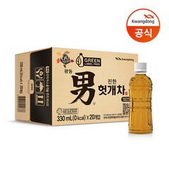 광동제약 진한 헛개차 그린 무라벨, 330ml, 20개