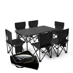 코코프 캠핑 의자테이블 세트 경량 접이식 의자 테이블, 블랙6인 6인테이블+의자6개