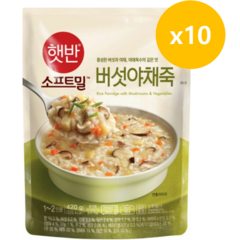 비비고 버섯야채죽, 420g, 10개