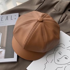 젤루나 뉴스보이캡 패션 레더 가을 베레모 빵 모자 L-01