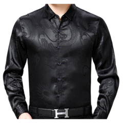 남자 댄스복 플라워 셔츠 프린트 실크 셔츠 라이트 용무늬 셔츠 뉴타임즈 H623F480