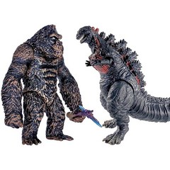 TwCare Set of 2 Godzilla Legendary Fire Shin Figure Fl아미ng King The Monsters Toys Movable Joints Bu, Godzilla Shin & King Kong