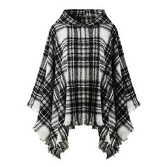 캐시미어 숄 망토 새로운 패션 숙녀 후드 격자 무늬 케이프 스퀘어 스웨터 두꺼운 겨울