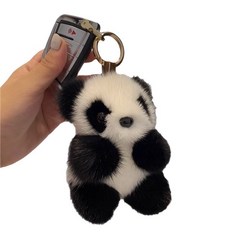 귀여운 팬더 털인형 열쇠고리