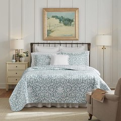 로라애슐리 미아 컬렉션 퀼트 세트 매우 부드러운 사계절용 침구 스타일리시 양면 침대커버와 어울리는 베개커버 풀/퀸 사이즈 파란색 이불세트 1304887