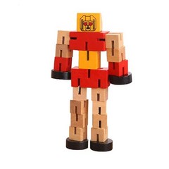 블루아카이브 피규어 어린이용 나무 변신 로봇 수동 접이식 빌딩 블록 장난감 오토봇 모델 교육용 퍼즐 장난감 선물, 2.빨간