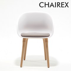 체어렉스 엘프 편한 테이블 인테리어 식탁 의자, 화이트 (그레이 쿠션 포함), 1개