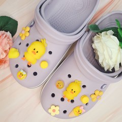 DORAN 병아리 노랑 꽃 마카롱 대형 3D 신발악세사리 파츠 크록스 호환 SET (11pcs)