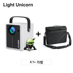 Light Unicorn X7 1080P 안드로이드 Projetor 4000 루멘 미니 휴대용 빔 프로젝터 폰 스마트 TV WIFI 가정용 LED 프로젝터, X7+가방